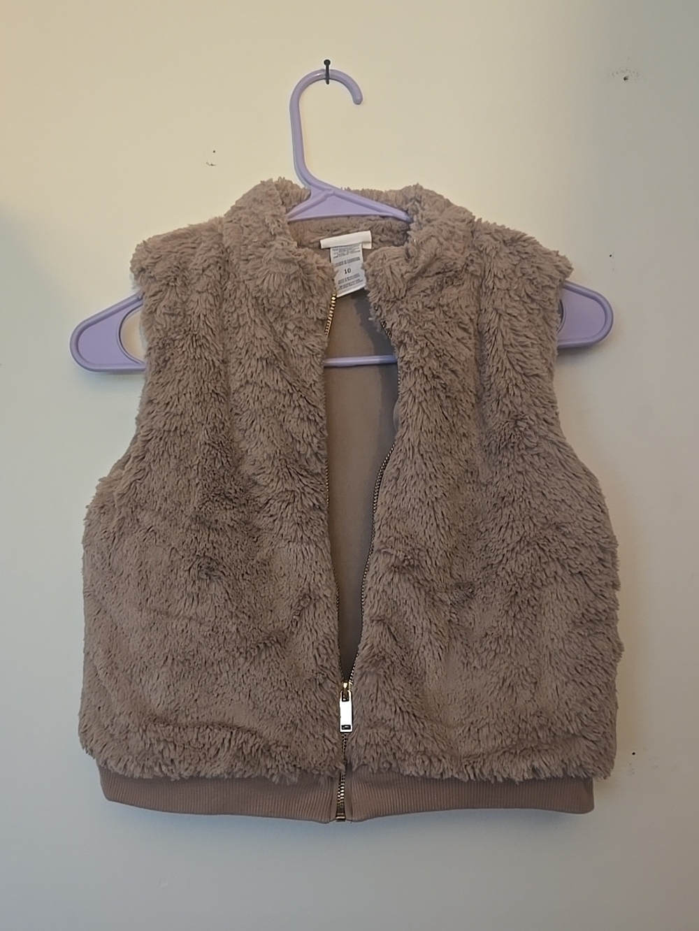 Rachel Zoe Kids Plush Zip Vest in Taupe